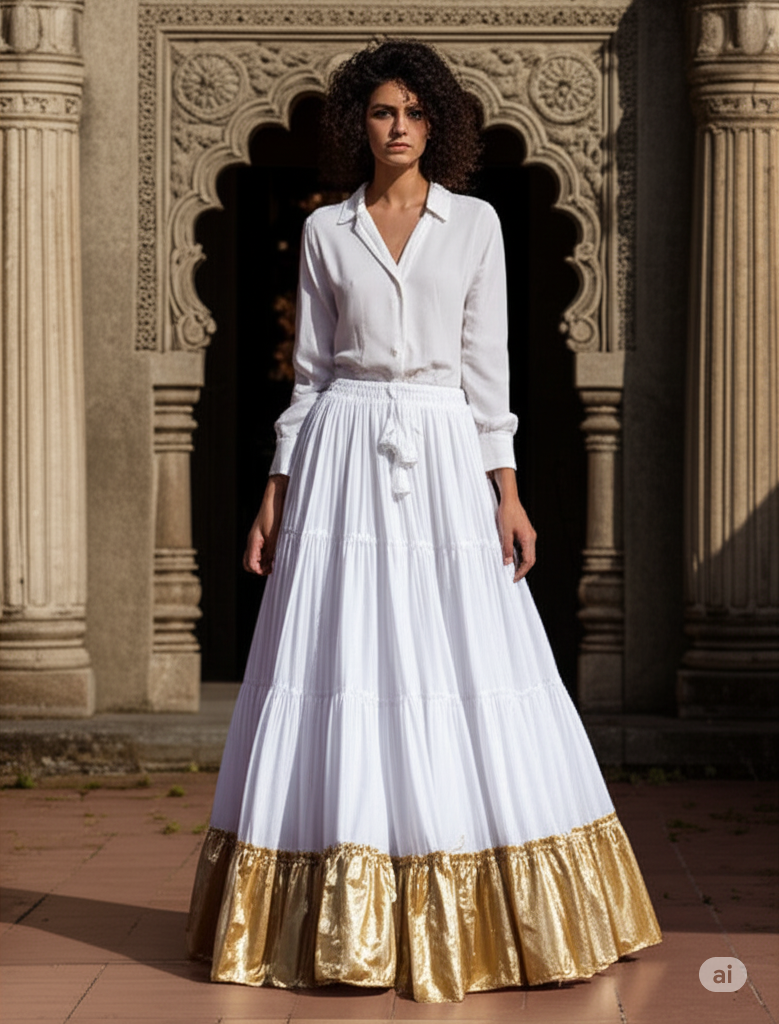 Raj-Kanika White Skirt