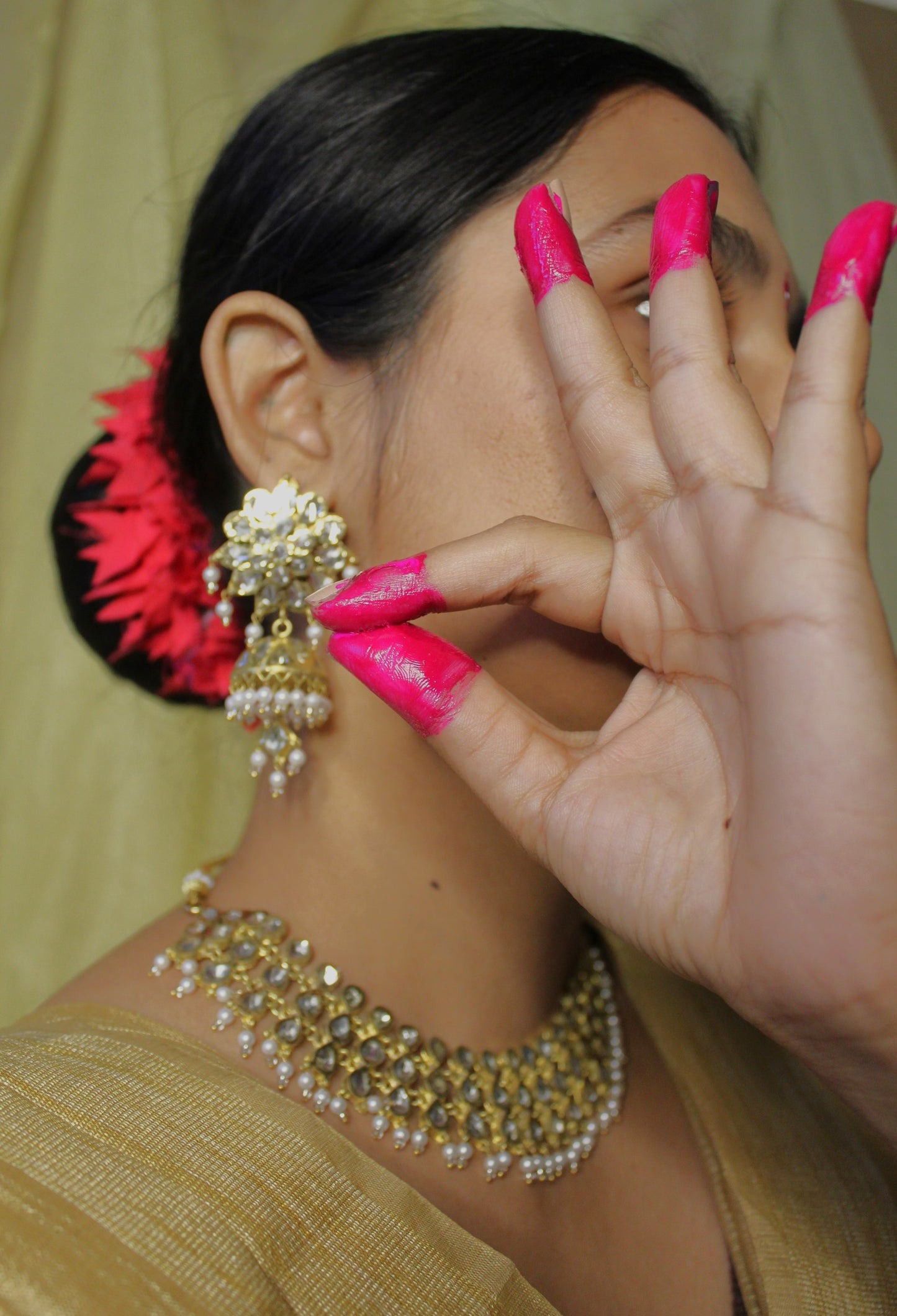 Chandrahaar Kundala Mathatika ANGULIKA(ring) (complete set- for KATHAKAARS)